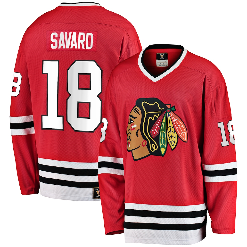 Tocy C.Blackhawks #18 Denis Savard Red Premier Breakaway Retired Player Jerseys