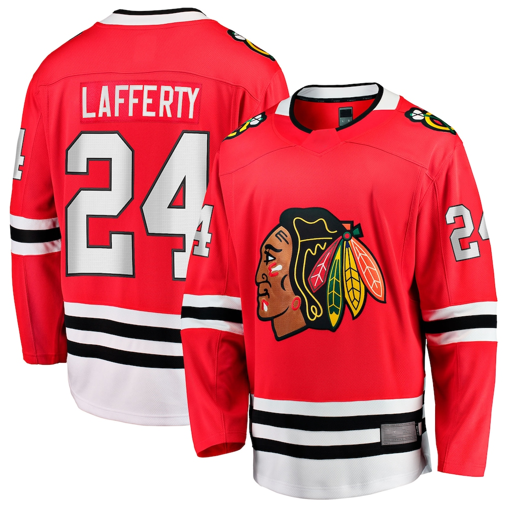 Tocy C.Blackhawks #24 Sam Lafferty  Red Home Breakaway Jerseys