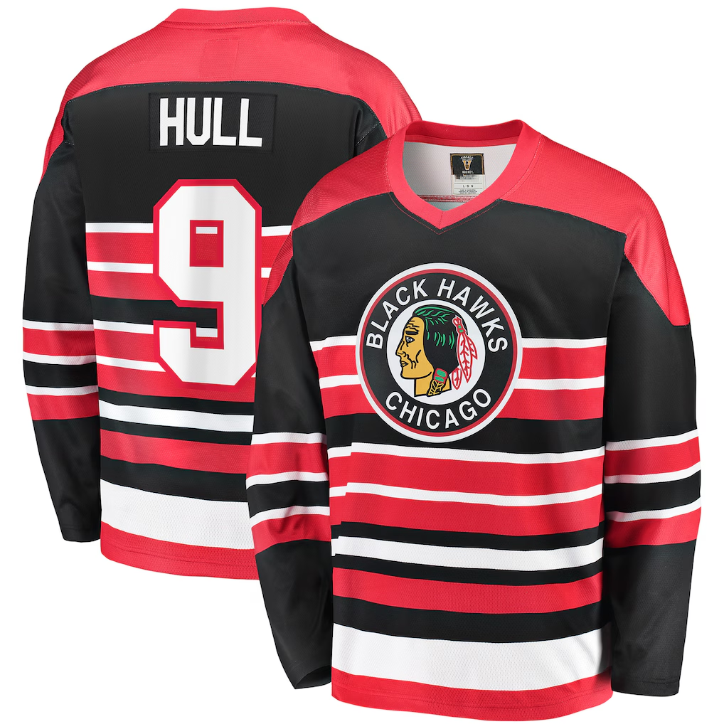 Tocy C.Blackhawks #9 Bobby Hull Red Premier Breakaway Retired Player Jerseys