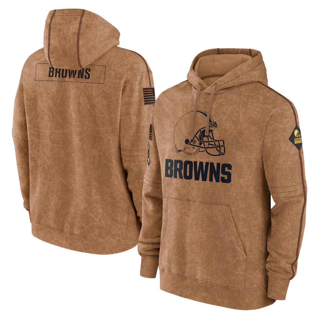 tocy C.Browns Brown Salute to Service Pullover Hoodie Limited Blank Player Stitched Jerseys