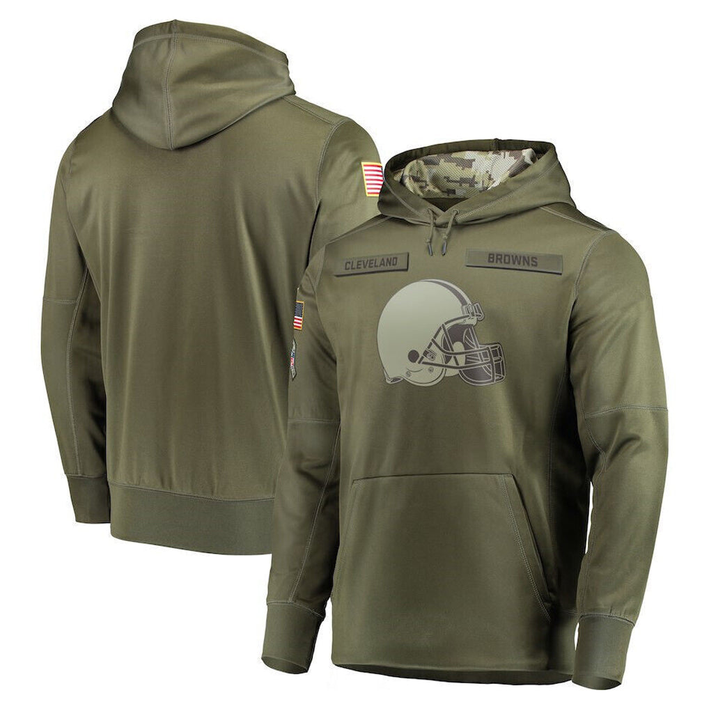 tocy C.Browns Olive Salute to Service Pullover Hoodies Home Game Blank Player Stitched Jerseys