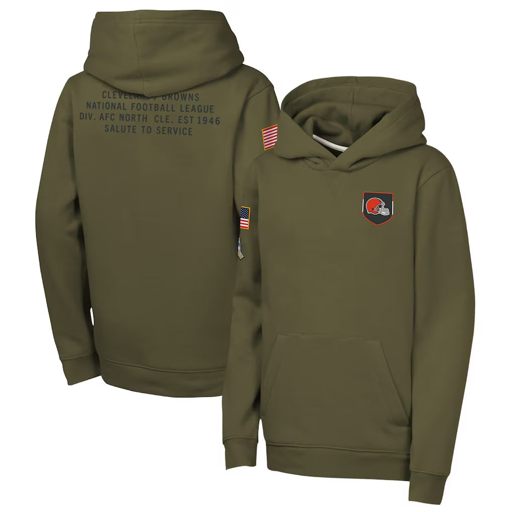 tocy C.Browns Olive Salute to Service Pullover Hoodies Limited Blank Player Stitched Jerseys