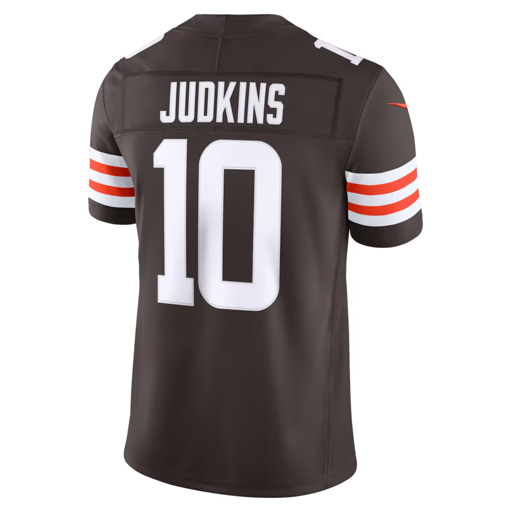 tocy C.Browns #10 Quinshon Judkins Brown Team Vapor F.U.S.E. Stitched Limited Jerseys