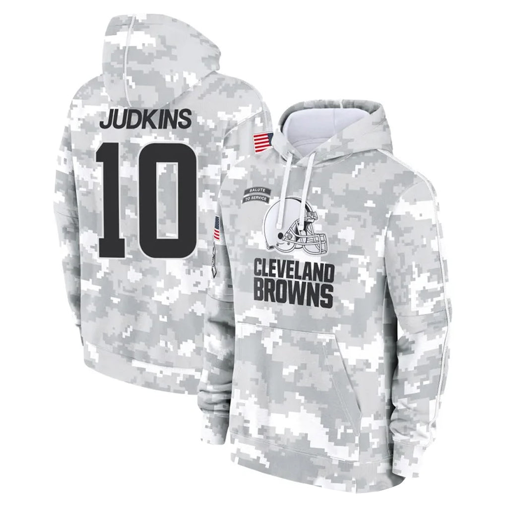tocy C.Browns #10 Quinshon Judkins Player Arctic Camo Salute to Service Hoodies Limited Game Stitched Jerseys