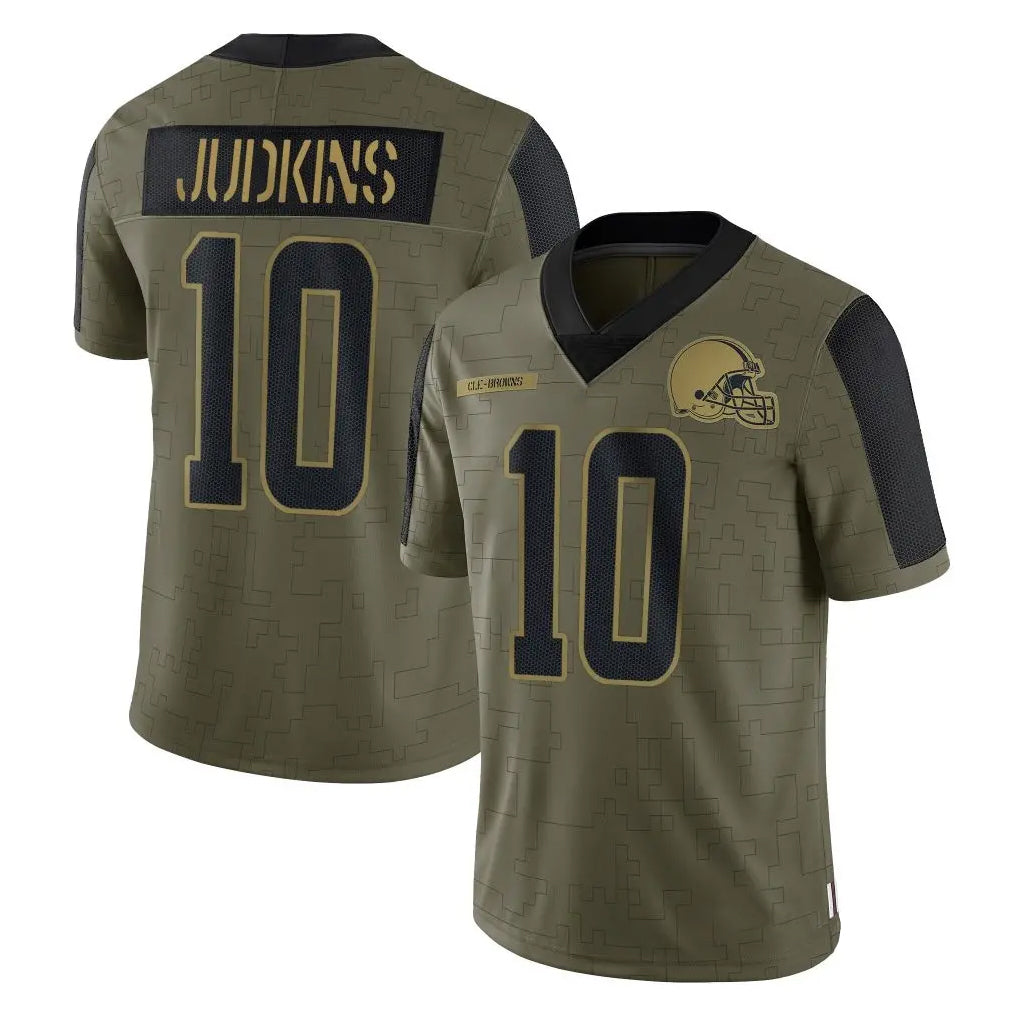 tocy C.Browns #10 Quinshon Judkins Player Olive Salute to Service Limited Home Game Stitched Jerseys