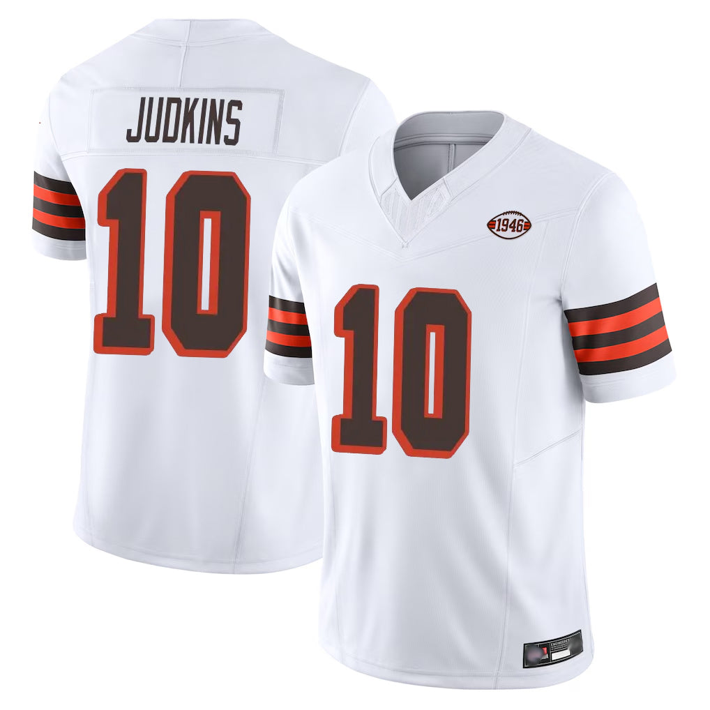 tocy C.Browns #10 Quinshon Judkins Player White Limited Vapor F.U.S.E. Alternate Game Stitched Jerseys