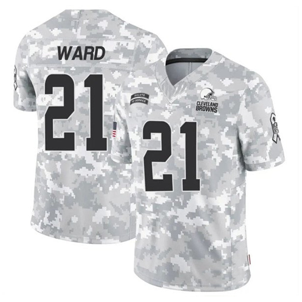 tocy C.Browns #21 Denzel Ward Player Arctic Camo Salute to Service Limited Football Jerseys
