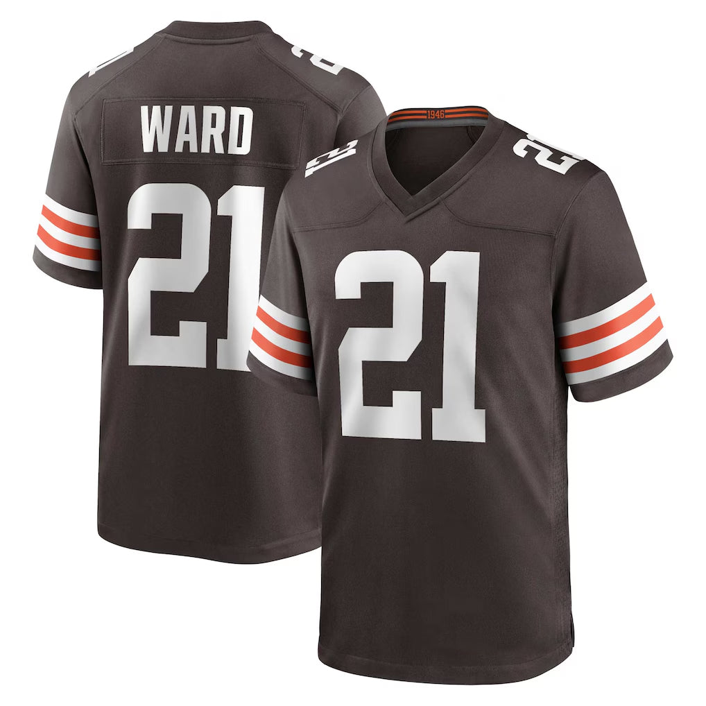 tocy C.Browns #21 Denzel Ward Player Brown Home Game Football Jerseys