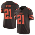 tocy C.Browns #21 Denzel Ward Player Brown Vapor Limited Color Rush Football Jerseys