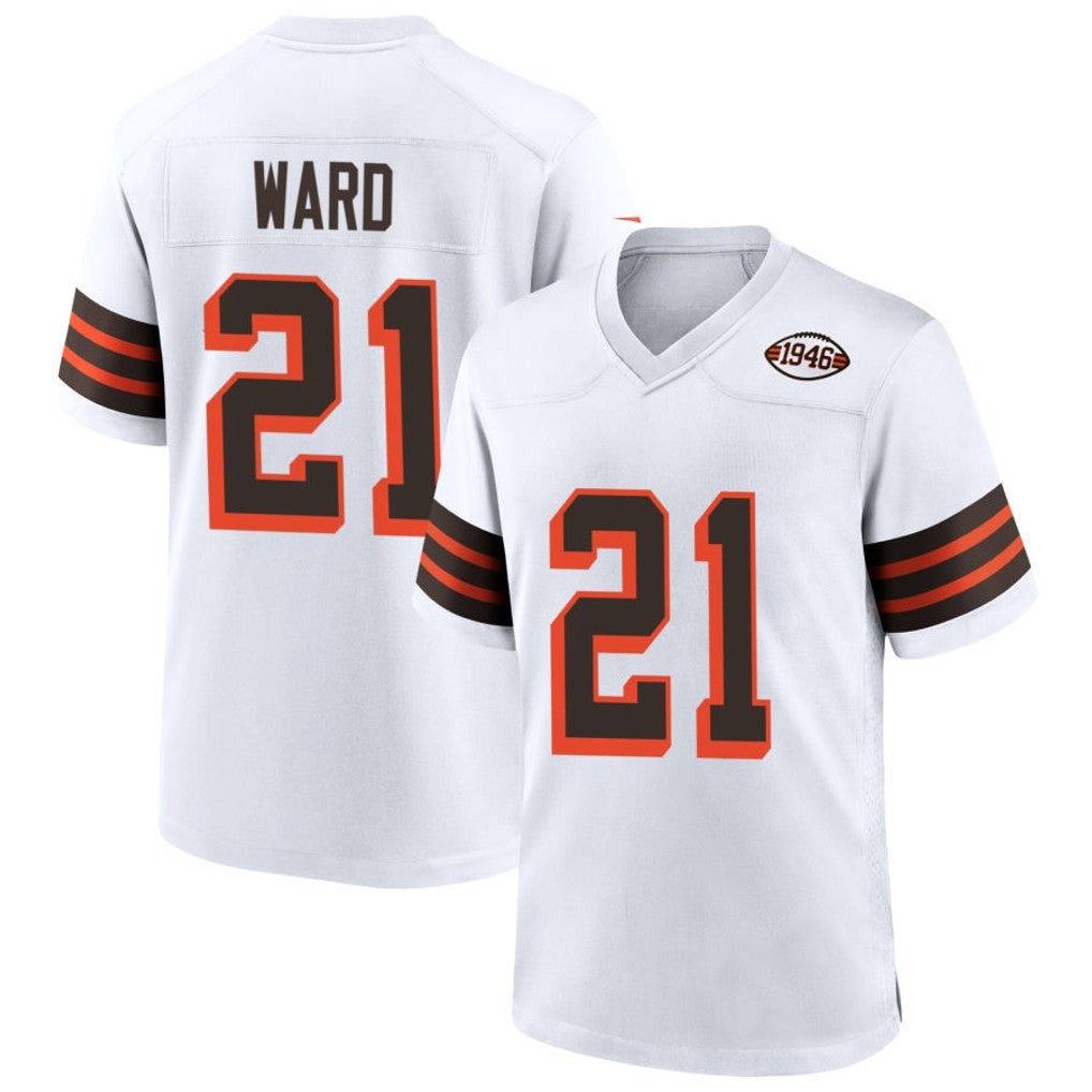 tocy C.Browns #21 Denzel Ward Player White 1946 Collection Alternate Football Jerseys