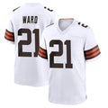tocy C.Browns #21 Denzel Ward Player White Home Game Stitched Jerseys