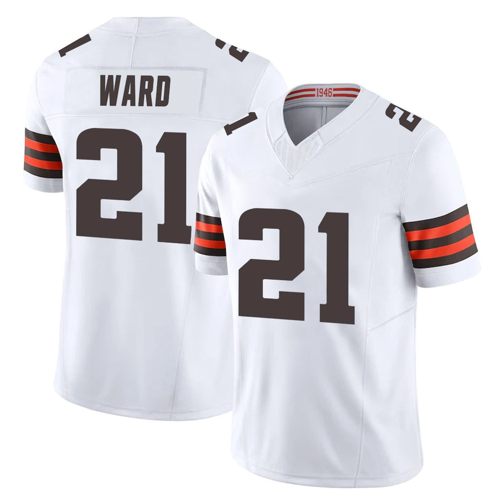 tocy C.Browns #21 Denzel Ward Player White Vapor F.U.S.E. Limited Home Game Stitched Jerseys