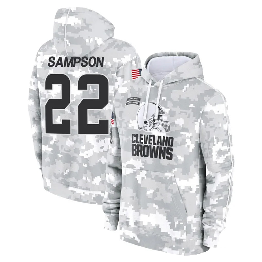tocy C.Browns #22 Dylan Sampson Player Arctic Camo Salute to Service Hoodies Limited Game Stitched Jerseys