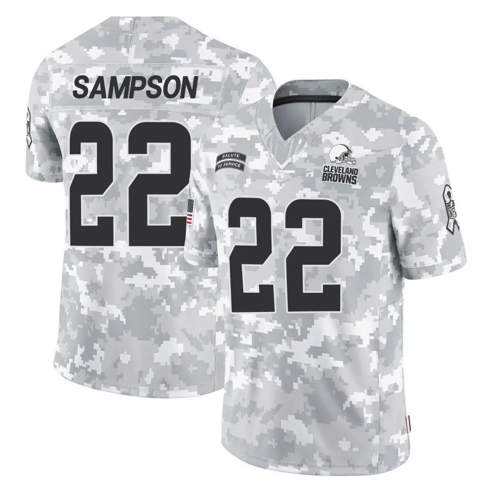 tocy C.Browns #22 Dylan Sampson Player Arctic Camo Salute to Service Limited Home Game Stitched Jerseys