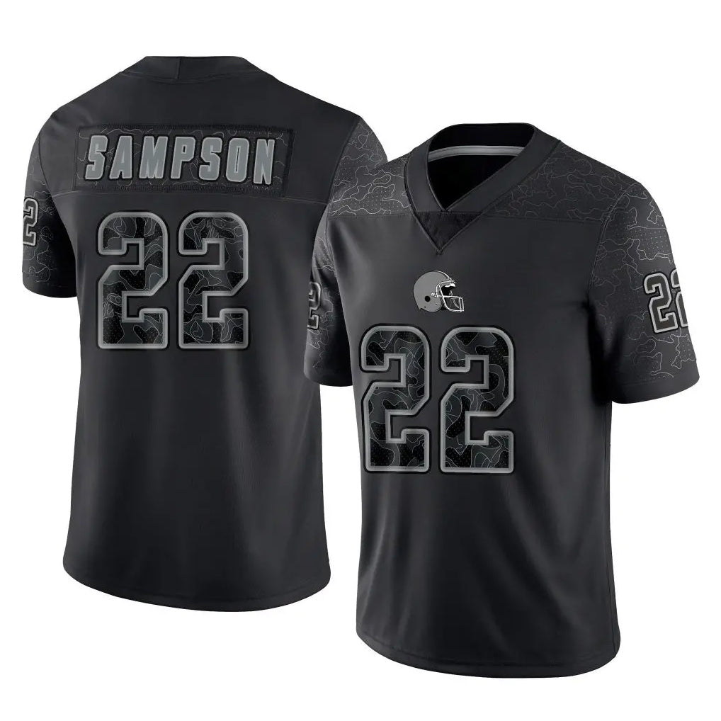 tocy C.Browns #22 Dylan Sampson Player Black Reflective Home Game Stitched Jerseys