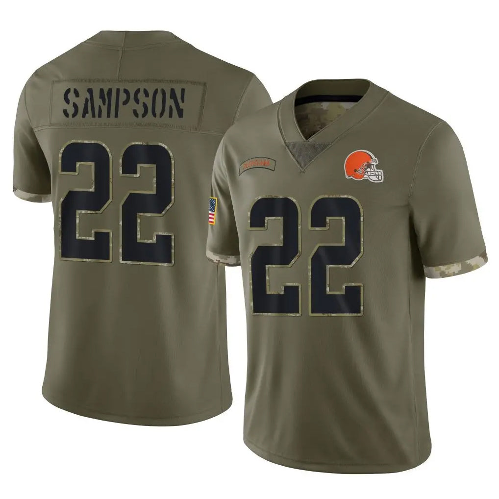 tocy C.Browns #22 Dylan Sampson Player Olive Salute to Service Limited Game Stitched Jerseys