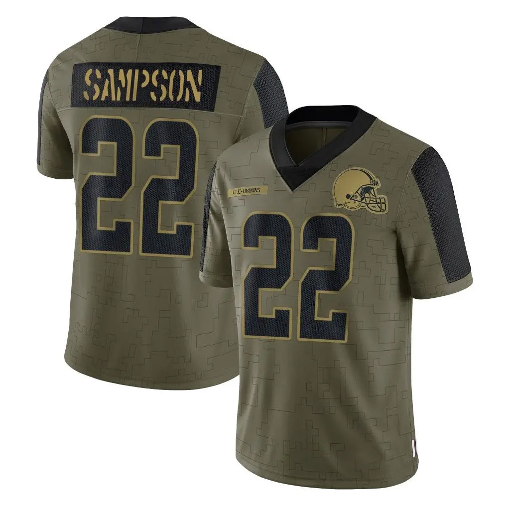 tocy C.Browns #22 Dylan Sampson Player Olive Salute to Service Limited Home Game Stitched Jerseys