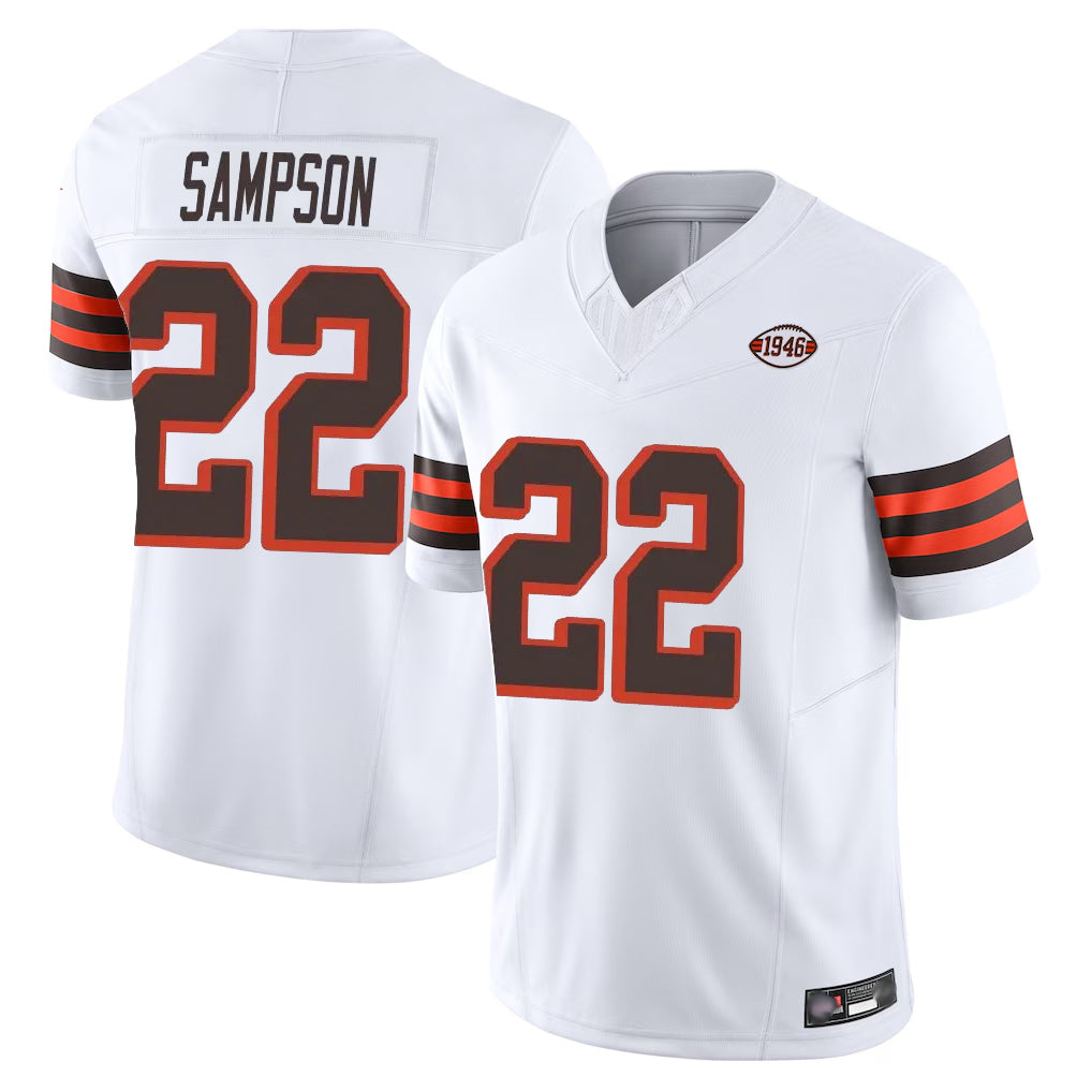 tocy C.Browns #22 Dylan Sampson Player White Limited Vapor F.U.S.E. Alternate Game Stitched Jerseys