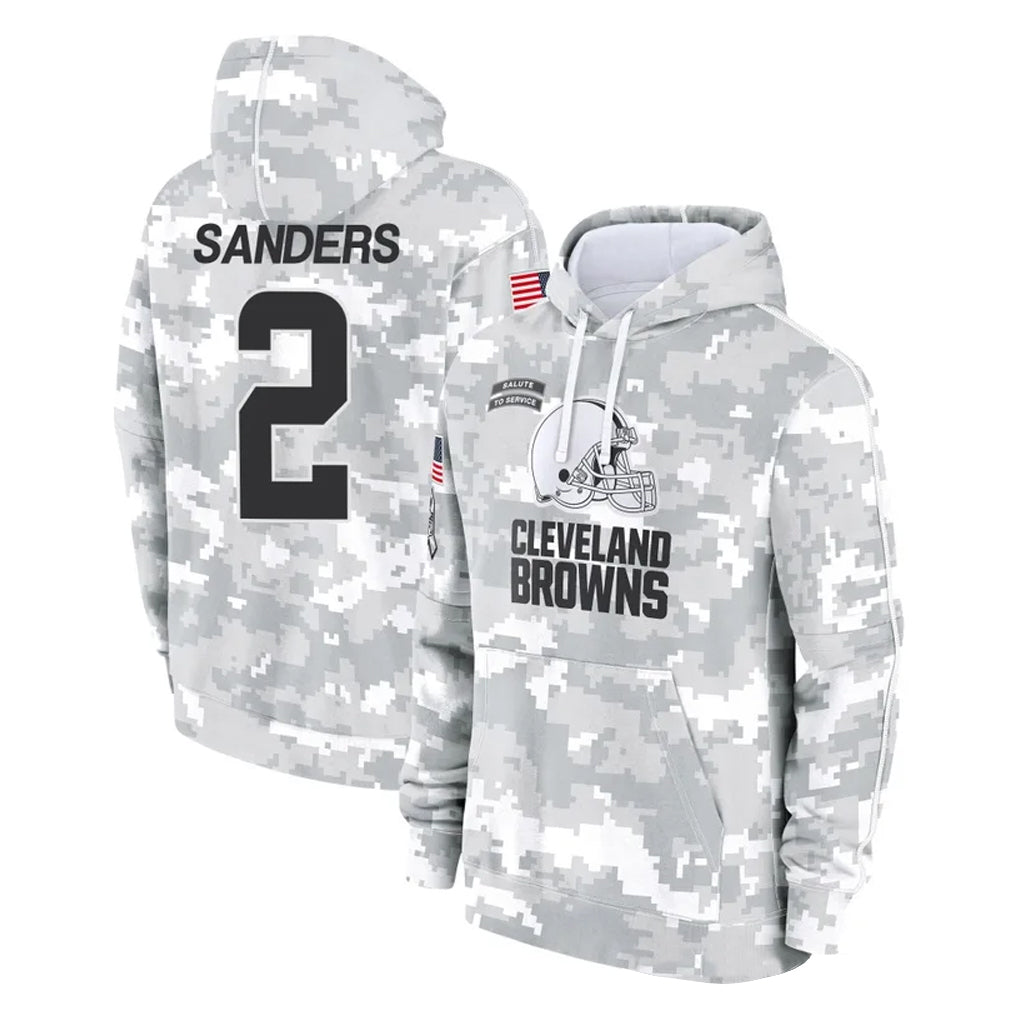 tocy C.Browns #2 Shedeur Sanders Player Arctic Camo Salute to Service Hoodies Limited Game Stitched Jerseys