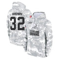 tocy C.Browns #32 Jim Brown Player Arctic Camo Salute to Service Hoodies Limited Game Stitched Jerseys
