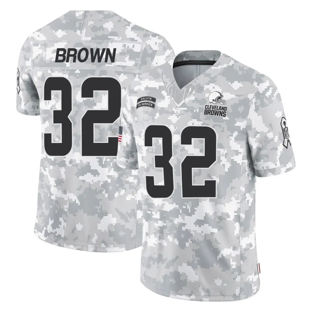 tocy C.Browns #32 Jim Brown Player Arctic Camo Salute to Service Limited Home Game Stitched Jerseys
