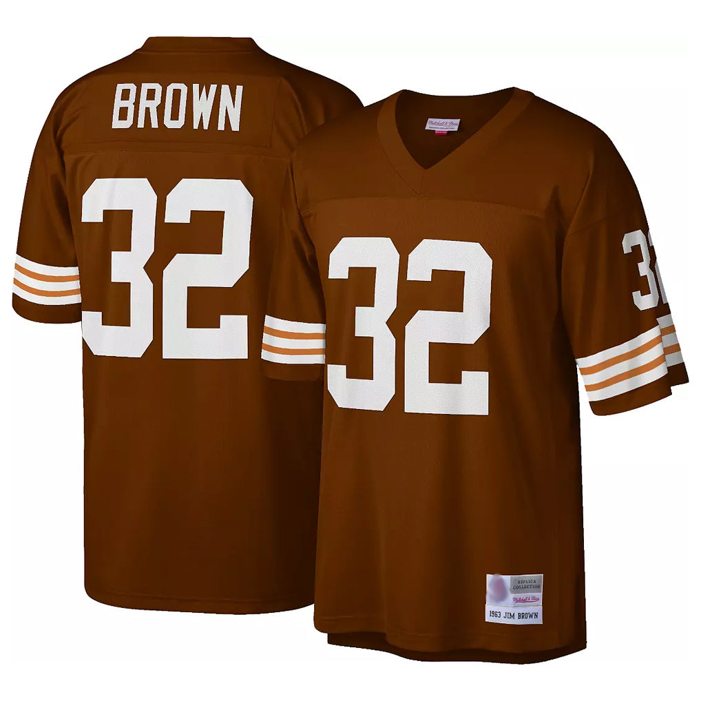 tocy C.Browns #32 Jim Brown Player Brown Mitchell & Ness 1963 Throwback Stitched Jerseys