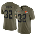 tocy C.Browns #32 Jim Brown Player Olive Salute to Service Limited Game Stitched Jerseys