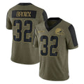 tocy C.Browns #32 Jim Brown Player Olive Salute to Service Limited Home Game Stitched Jerseys