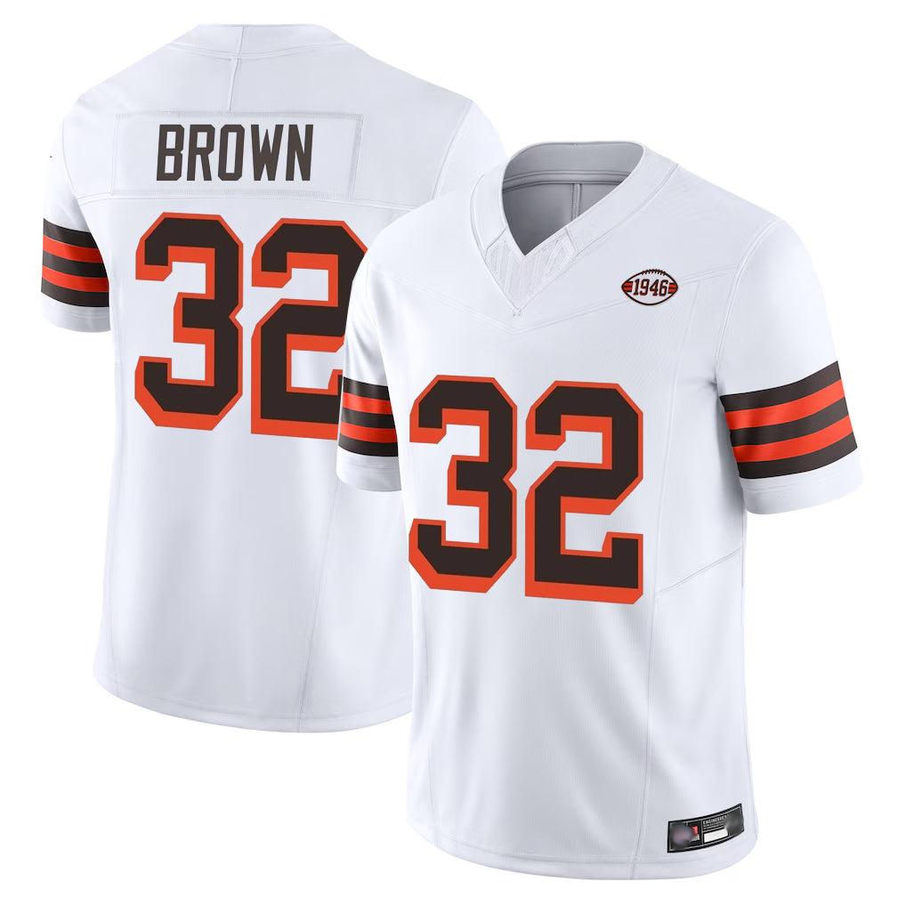 tocy C.Browns #32 Jim Brown Player White Limited Vapor F.U.S.E. Alternate Game Stitched Jerseys