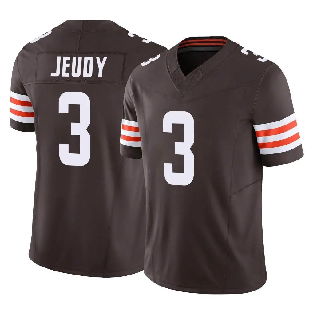 tocy C.Browns #3 Jerry Jeudy Player Brown Vapor F.U.S.E. Limited Home Game Stitched Jerseys