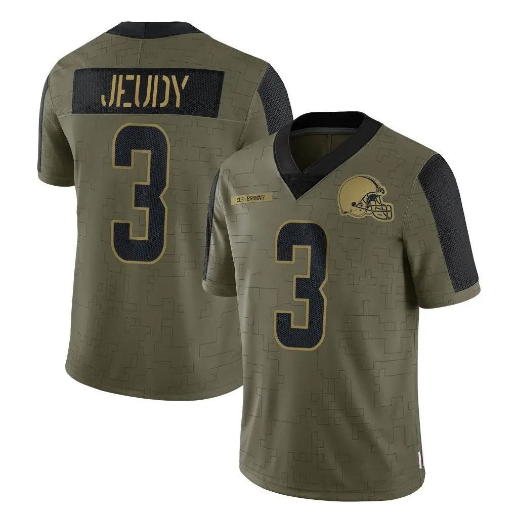 tocy C.Browns #3 Jerry Jeudy Player Olive Salute to Service Limited Home Game Stitched Jerseys