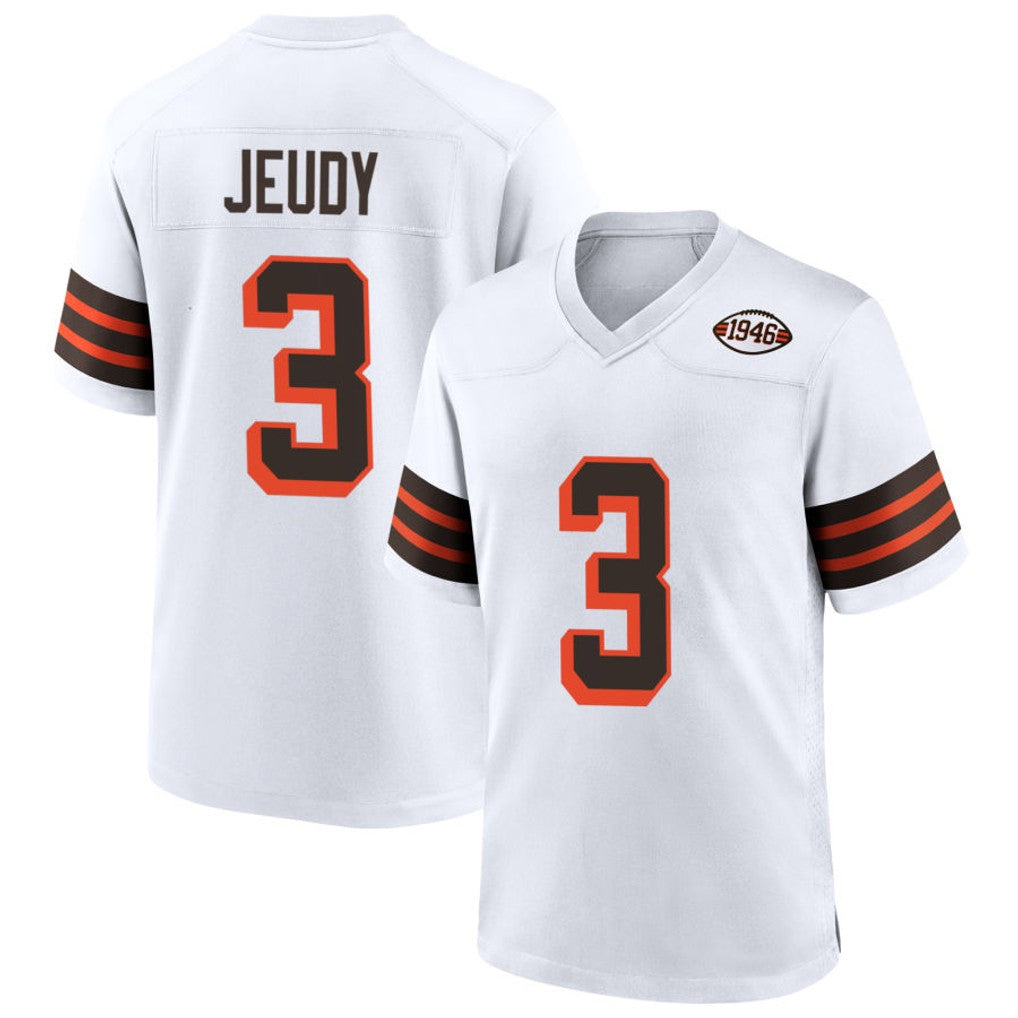 tocyC.Browns #3 Jerry Jeudy Player White Alternate Home Game Stitched Jerseys