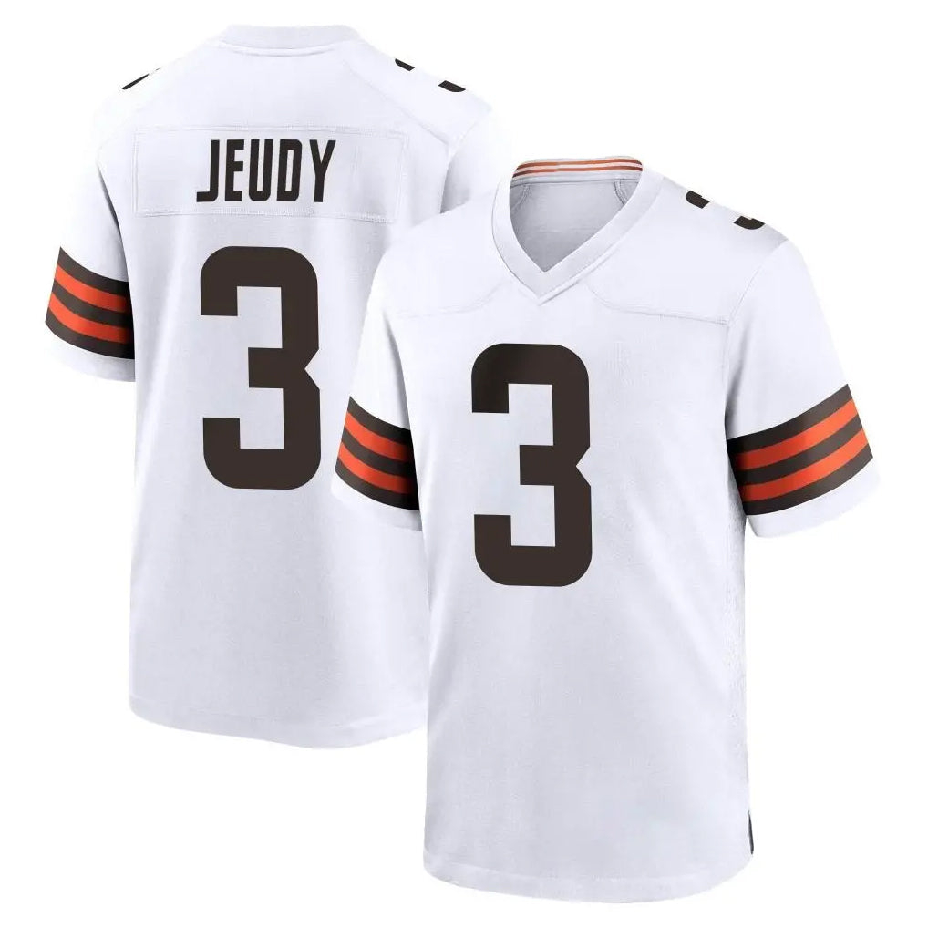 tocy C.Browns #3 Jerry Jeudy Player White Home Game Stitched Jerseys