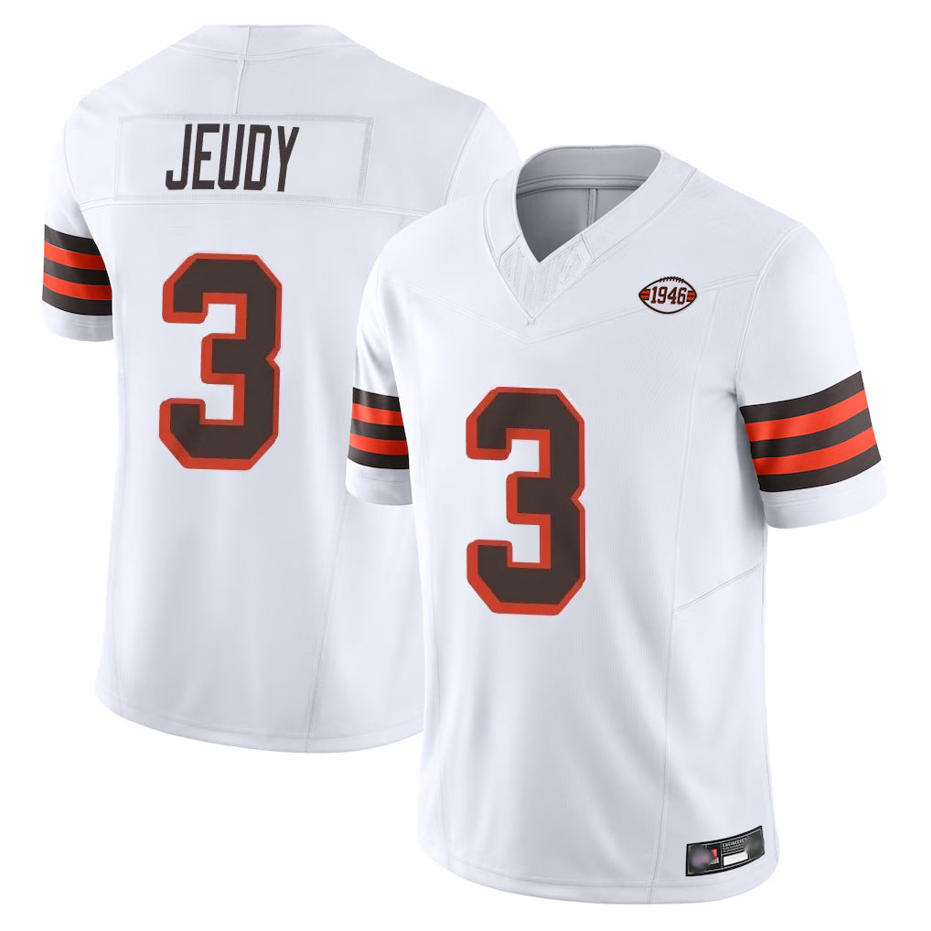 tocy C.Browns #3 Jerry Jeudy Player White Limited Vapor F.U.S.E. Alternate Game Stitched Jerseys