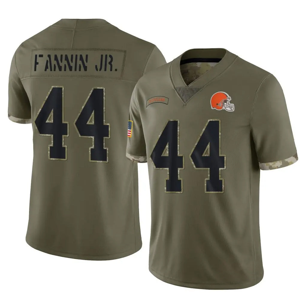 tocy C.Browns #44 Harold Fannin Jr. Player Olive Salute to Service Limited Game Stitched Jerseys