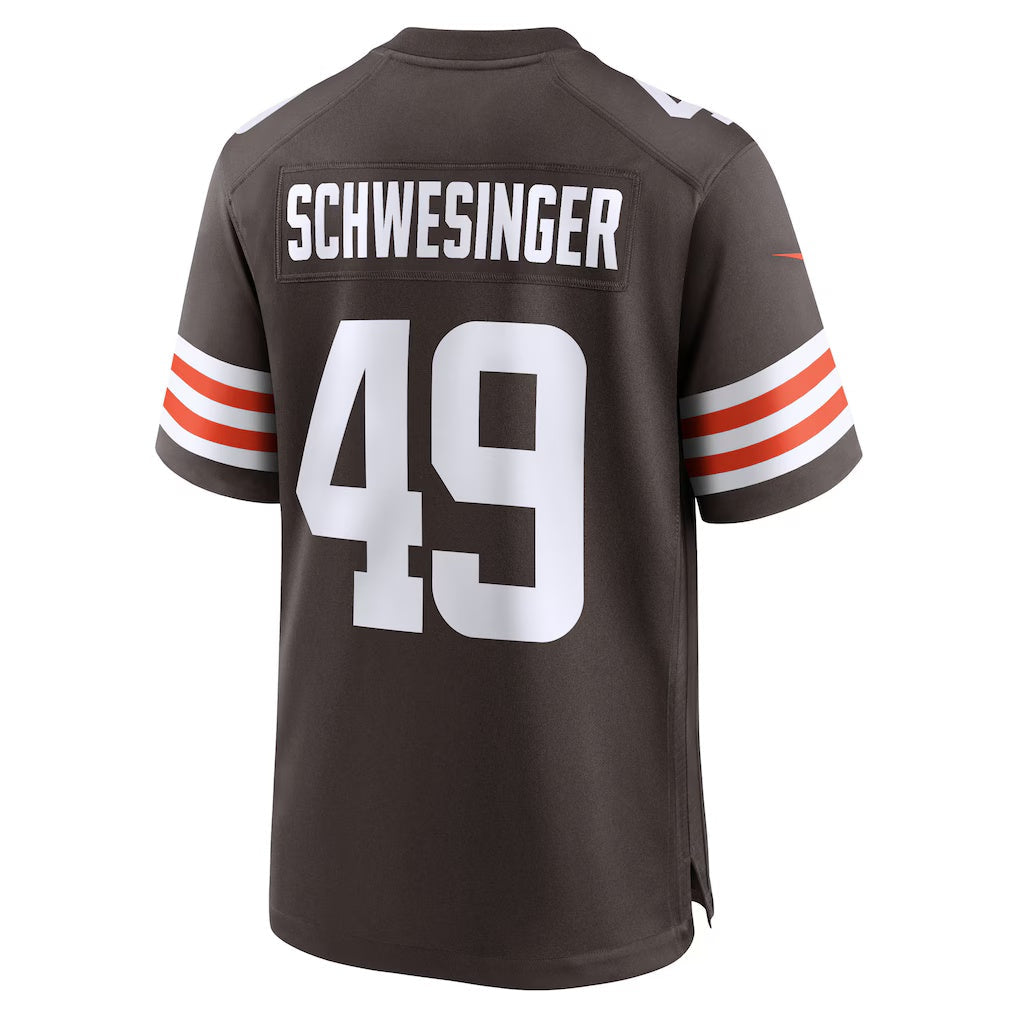 tocy C.Browns #49 Carson Schwesinger Brown 2025 Draft Game Stitched Jerseys