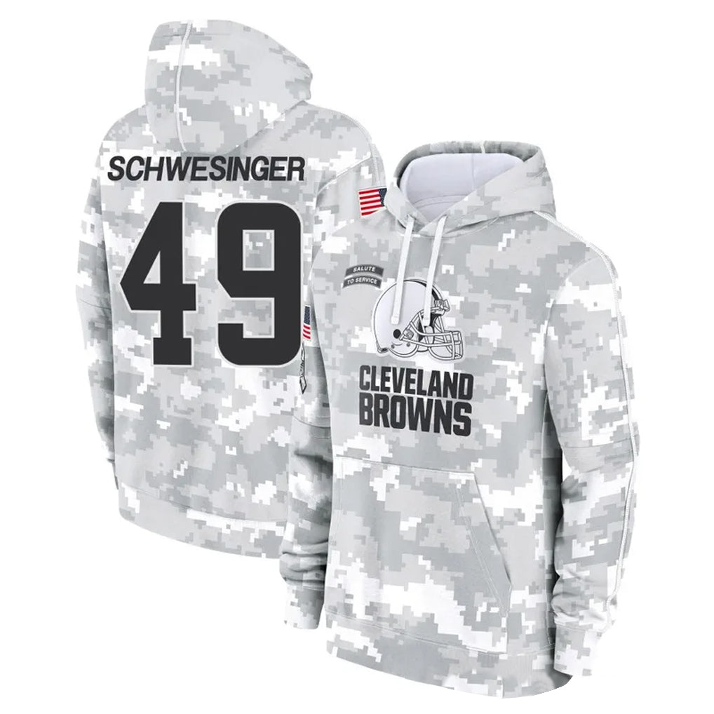 tocy C.Browns #49 Carson Schwesinger Player Arctic Camo Salute to Service Hoodies Limited Game Stitched Jerseys