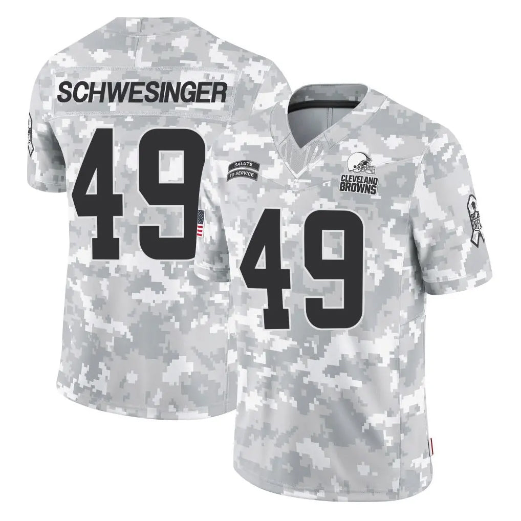 tocy C.Browns #49 Carson Schwesinger Player Arctic Camo Salute to Service Limited Home Game Stitched Jerseys