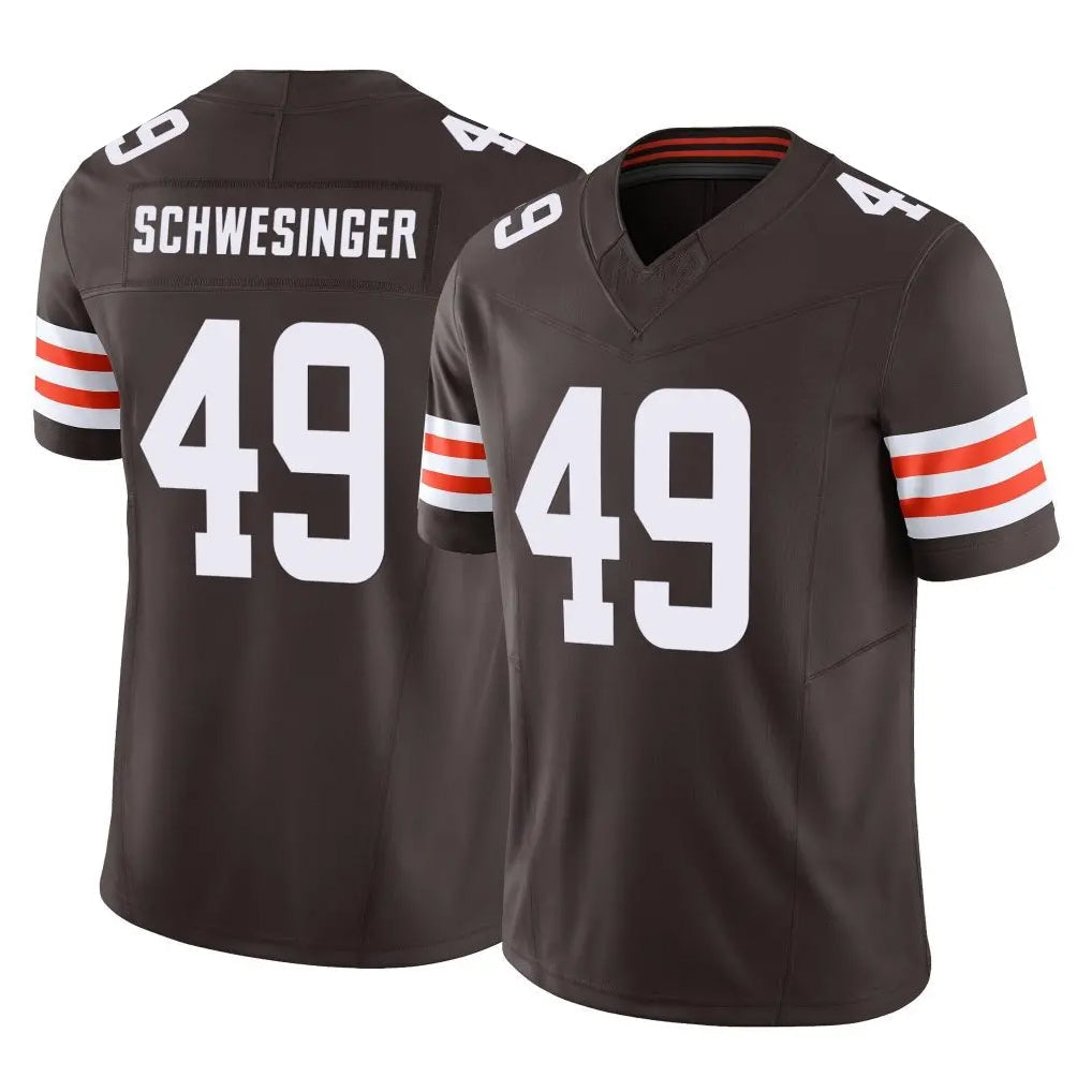 tocy C.Browns #49 Carson Schwesinger Player Brown Vapor F.U.S.E. Limited Home Game Stitched Jerseys