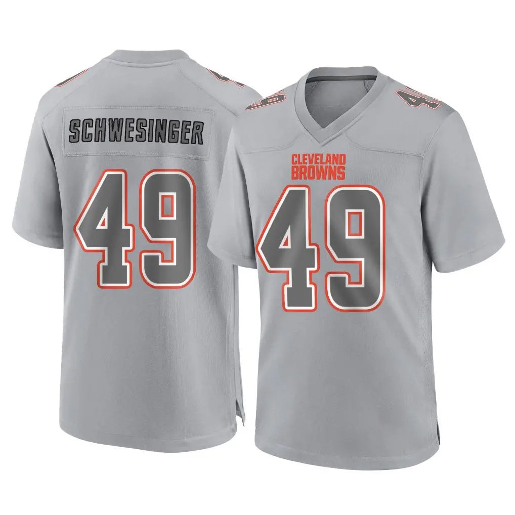 tocy C.Browns #49 Carson Schwesinger Player Gray Atmosphere Fashion Game Stitched Jerseys