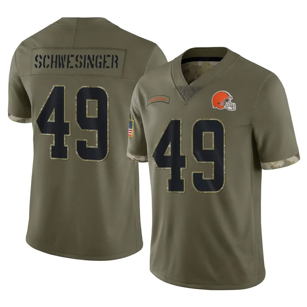 tocy C.Browns #49 Carson Schwesinger Player Olive Salute to Service Limited Game Stitched Jerseys