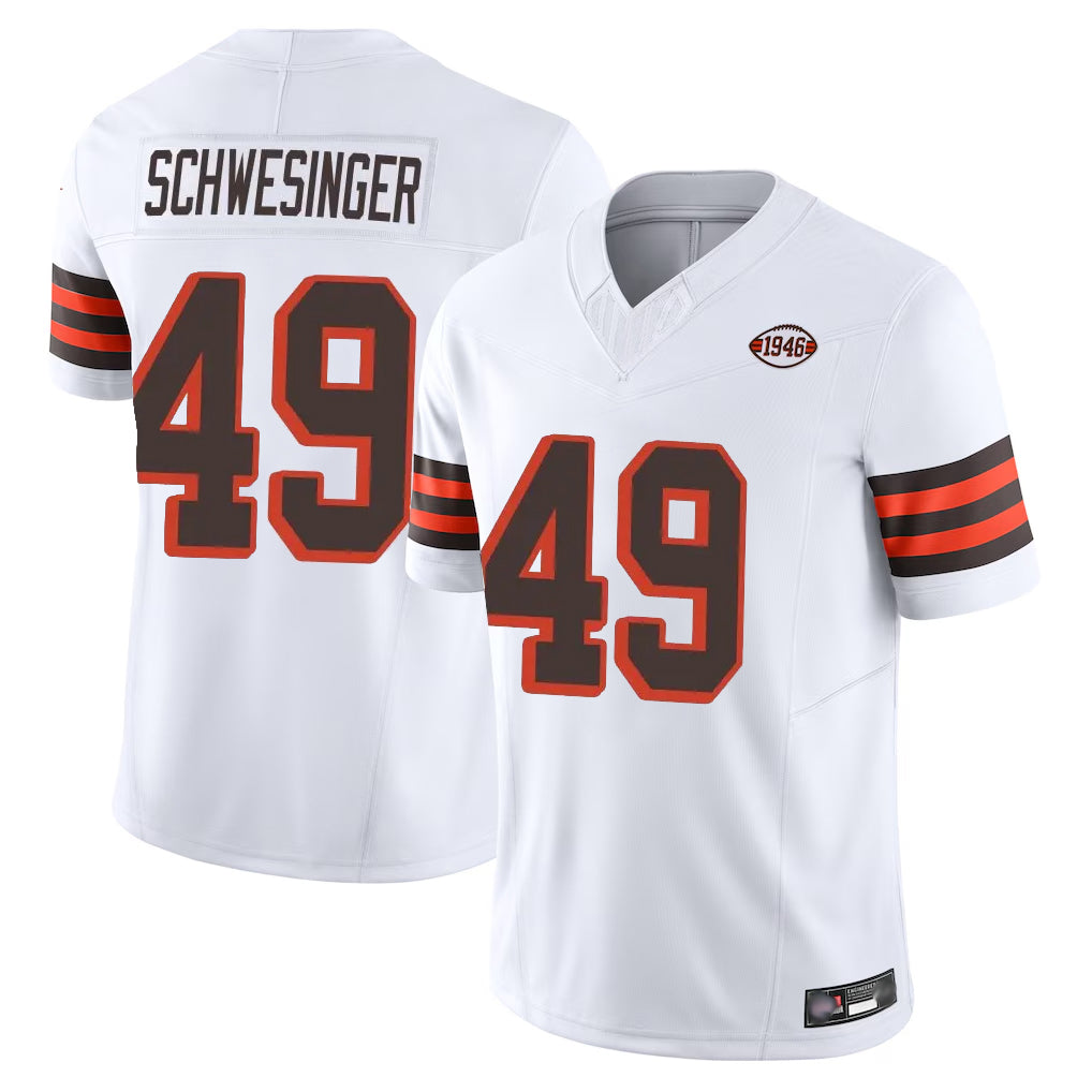 tocy C.Browns #49 Carson Schwesinger Player White Limited Vapor F.U.S.E. Alternate Game Stitched Jerseys