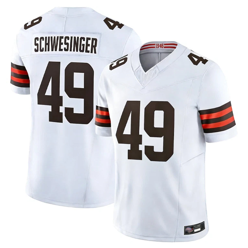 tocy C.Browns #49 Carson Schwesinger Player White Vapor F.U.S.E. Limited Home Game Stitched Jerseys