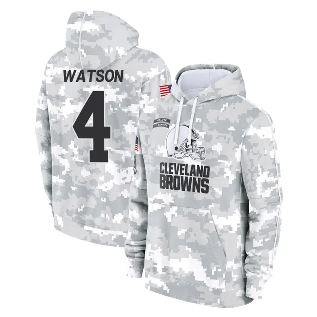 tocy C.Browns #4 Deshaun Watson Player Arctic Camo Salute to Service Hoodies Limited Game Stitched Jerseys