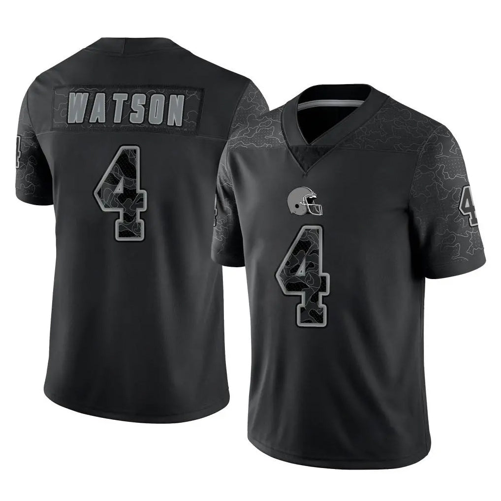 tocy C.Browns #4 Deshaun Watson Player Black Reflective Home Game Stitched Jerseys