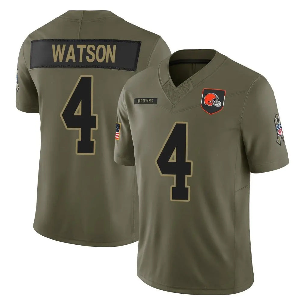 tocy C.Browns #4 Deshaun Watson Player Olive 2025 Salute to Service Limited Home Game Stitched Jerseys