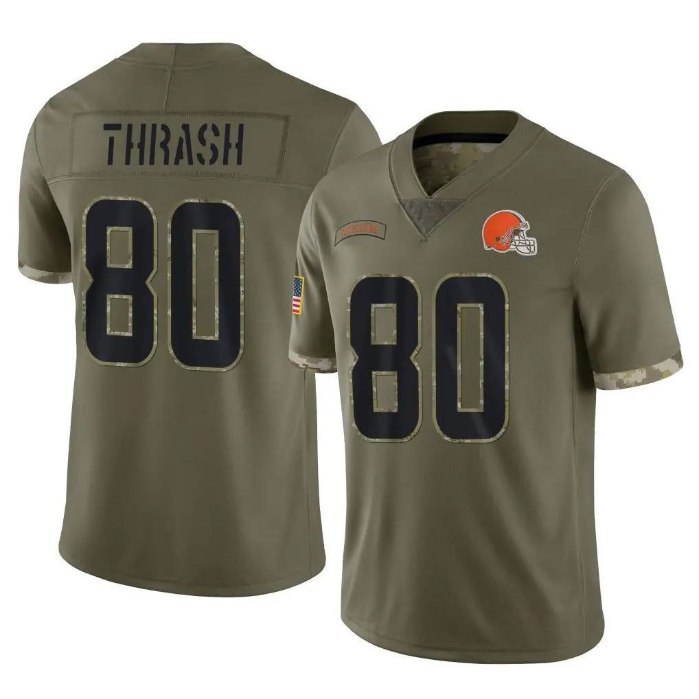 tocy C.Browns #80 Jamari Thrash Player Olive Salute to Service Limited Game Stitched Jerseys