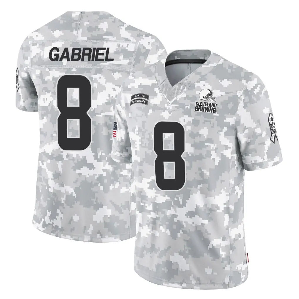 tocy C.Browns #8 Dillon Gabriel Player Arctic Camo Salute to Service Limited Home Game Stitched Jerseys