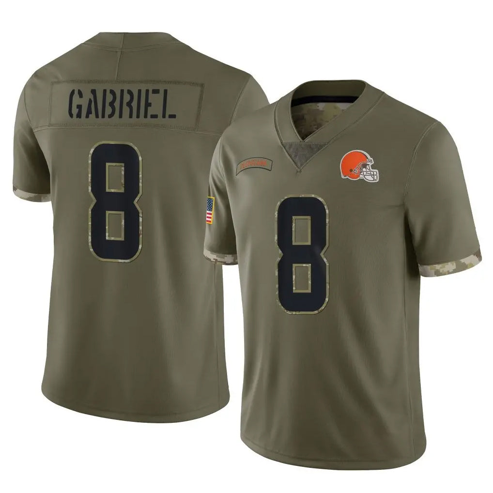 tocy C.Browns #8 Dillon Gabriel Player Olive Salute to Service Limited Game Stitched Jerseys