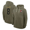 tocy C.Browns #8 Dillon Gabriel Player Olive Salute to Service Pullover Hoodies Limited Stitched Jerseys